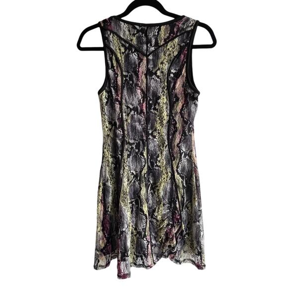 BAR III Sleeveless Mesh Lace DRESS Women's Small Black Yellow Pink Gray Lined - Picture 3 of 9